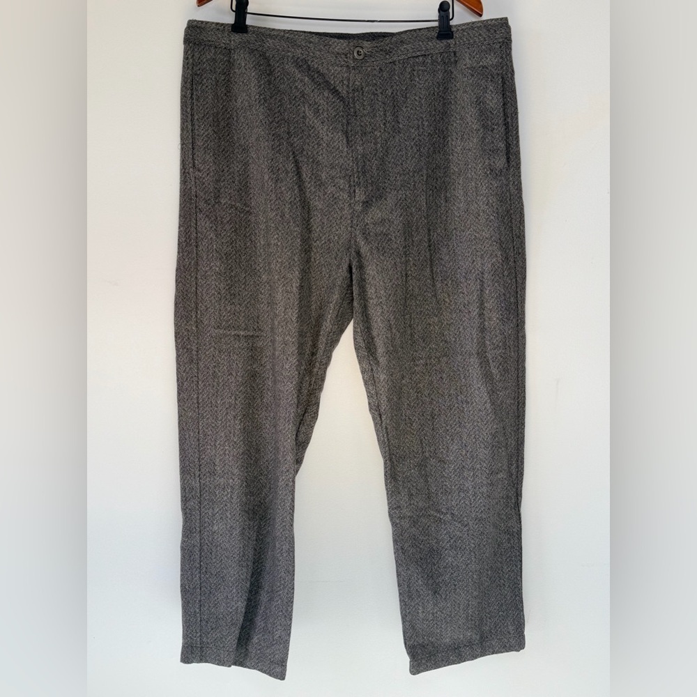 Baldwin WOOL Blend Herringbone Grey Black Straight Pants Women Size 38 Preppy